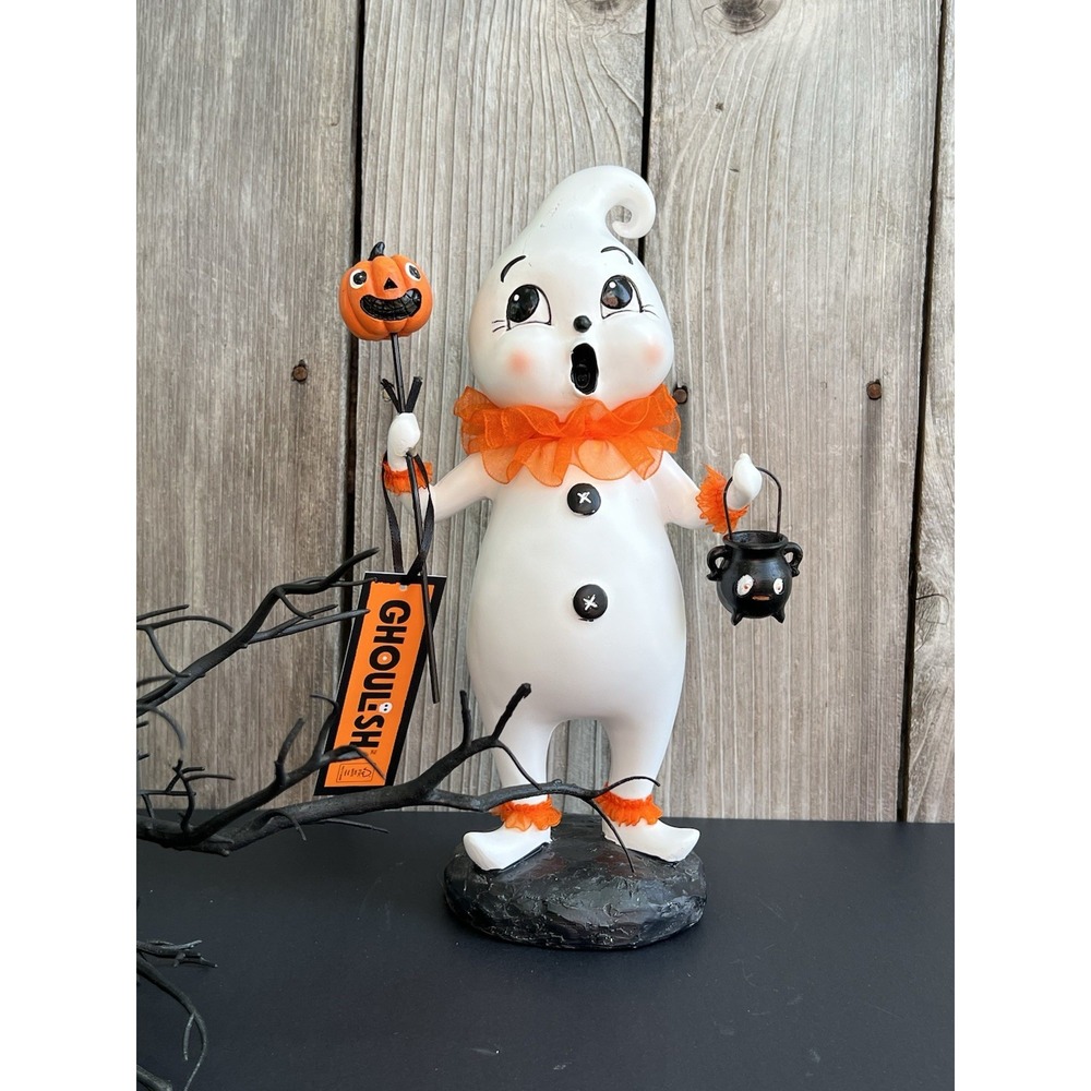 Ghoulish Vintage Style Ghost Figurine Pumpkin Clown Halloween Decor NWT 12'